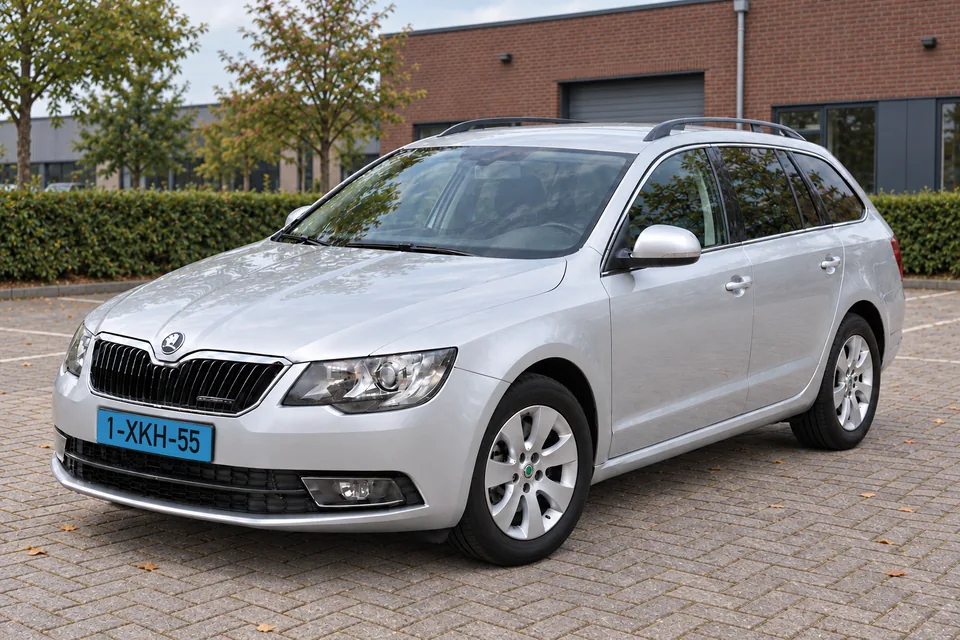 Zilveren Škoda personenauto van City Taxi.